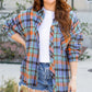 Orange Plus Size Plaid Print Buttoned Shirt