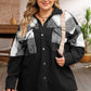 Black Plaid Patchwork Plus Size Corduroy Shacket