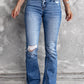 Blue Distressed Flare Jeans