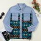 Blue Aztec Printed Denim Jacket