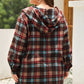 Fiery Red Plus Size Plaid Kangaroo Pocket Drawstring Hoodie