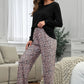 Long Sleeve Top and Leopard Print Trousers Lounge Set