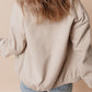 Beige Baseball Collar Snap Button Pocketed Bomber Jacket