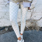 Grey Checkered Pattern High Waist Skinny Leggings