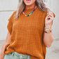 Chestnut Grid Textured Short Sleeve Sweater