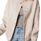 Beige Baseball Collar Snap Button Pocketed Bomber Jacket