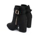 Buckle Faux Suede Ankle Boots