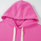 Sachet Pink Solid Drop Shoulder Drawstring Cropped Hoodie