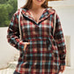 Fiery Red Plus Size Plaid Kangaroo Pocket Drawstring Hoodie