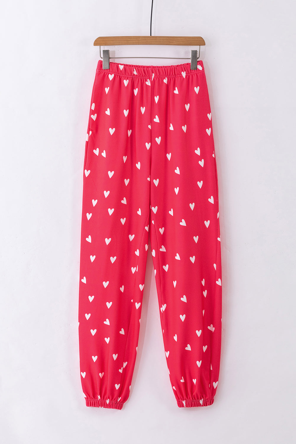 Fiery Red Valentines Heart Print Trousers Set