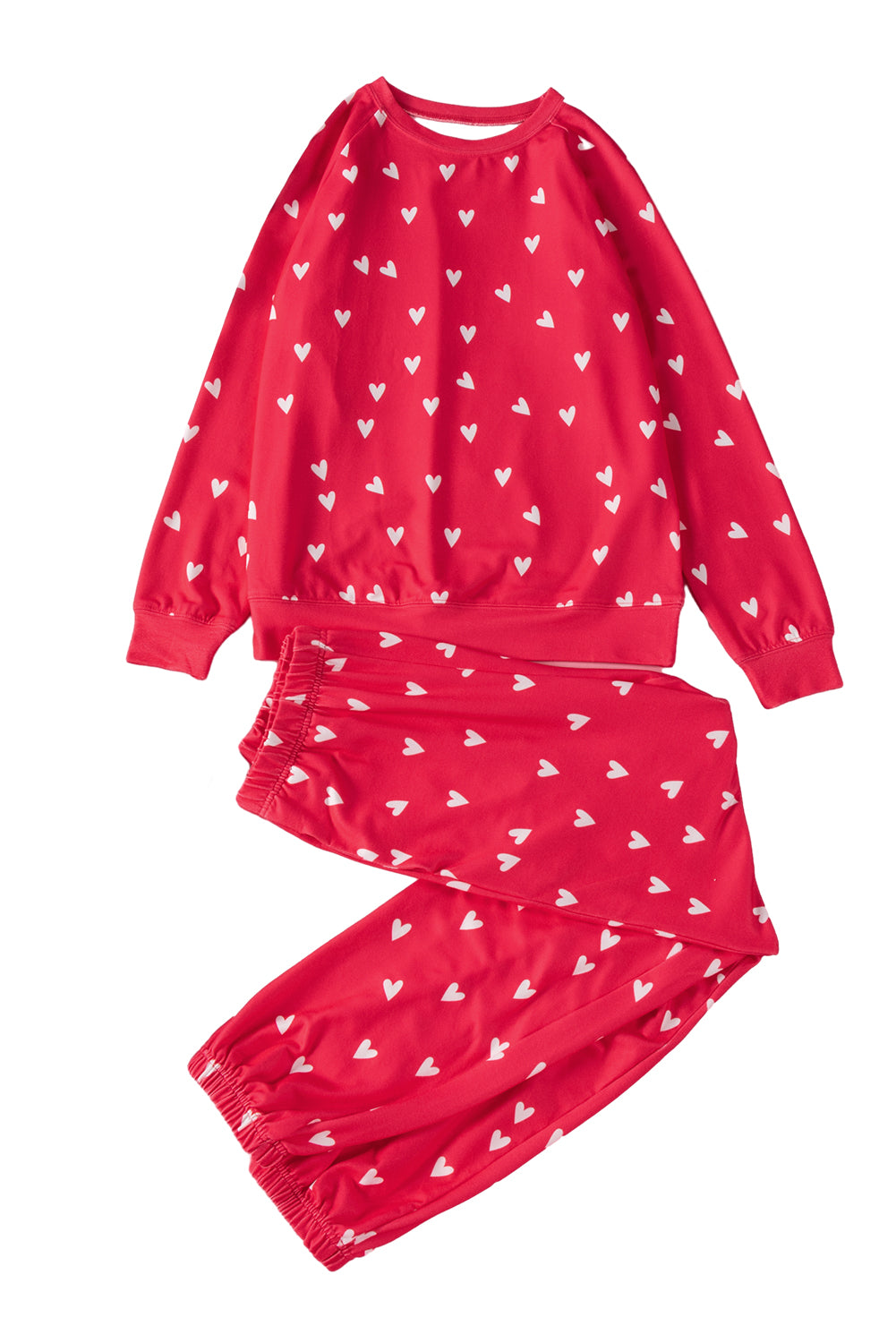 Fiery Red Valentines Heart Print Trousers Set