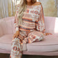 Multicolour Aztec Print Puff Sleeve Pullover and Trousers Lounge Outfit