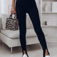 Black Rib Knit High Waist Slit Leggings