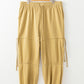 Beige Drawstring Adjusted Band High Waist Plus Size Pants