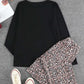 Long Sleeve Top and Leopard Print Trousers Lounge Set