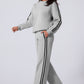 Light Grey Solid Colour Side Striped Sweatshirt Active Set