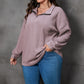 Plus Size Textured Knit Zip Neck Pullover