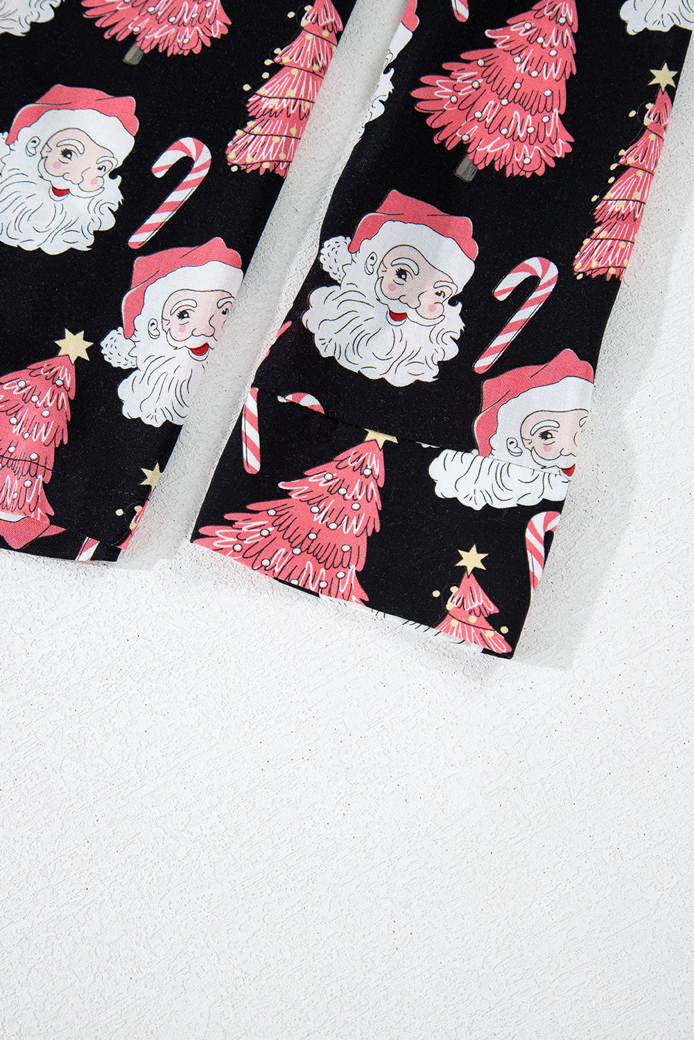 Black Christmas Santa Printed Two Piece Pyjamass Set