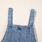 Stone Blue Distressed Bib Pocket Wide Leg Denim Overall