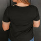 Black Lace Trim Short Sleeve V Neck Plus Size Top