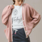 Pink Stripe Contrast Trim V Neck Buttoned Front Pocketed Knit Cardigan