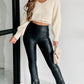 Black Faux Leather Splits High Waist Leggings