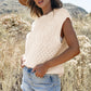 Beige Cable Knit Dolman Armholes Sweater Tank