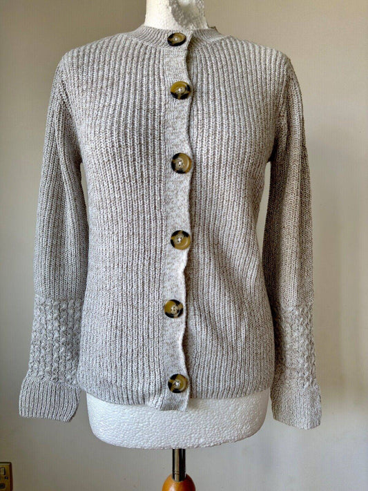 Bonmarche Knit Jumper Cardigan 10-22 Long Sleeve Light Brown Pink Turquoise