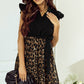 Black Flutter Sleeve Bodice Splicing Leopard Print Dress