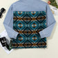 Blue Aztec Printed Denim Jacket