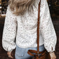 White Eyelet Embroidered Puff Sleeve V Neck Blouse