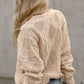 Apricot Plus Size Knitted Hollow out Button up Cardigan