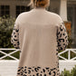 Khaki Plus Size Leopard Patchwork High Neck Sweater