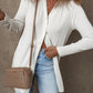 White Solid Color Ribbed Button up Tunic Cardigan