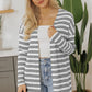 Black Stripe Print Open Front Duster Cardigan