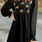 Black Sequined Stars Flounce Sleeve Ruffled Babydoll Dress