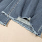 Dusk Blue Vintage Light Wash Ripped Raw Edge Flare Jeans