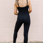 Black High Waist Backless Side Pockets Sports Jumpsuit