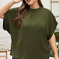 Moss Green Plus Size Swiss Dot Mock Neck Tied Nape Top