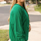 Bright Green Exposed Seam Notched Neck Drop Shoulder Plus Sweatshirt