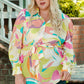 Yellow Plus Size Abstract Print Loose Tunic Shirt