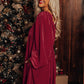 Red Tie Back Square Neck Velvet Babydoll Dress