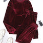 Fiery Red Solid Velvet Two Piece Lounge Set