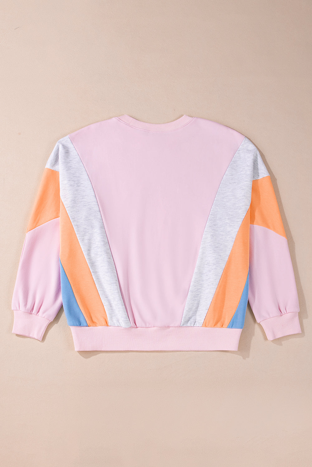 Light Pink Colour Block Batwing Sleeve Loose Fit Sweatshirt