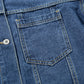 Dark Blue Washed Oversize Pocketed Denim Jacket