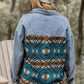 Blue Aztec Printed Denim Jacket