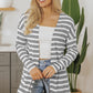 Black Stripe Print Open Front Duster Cardigan