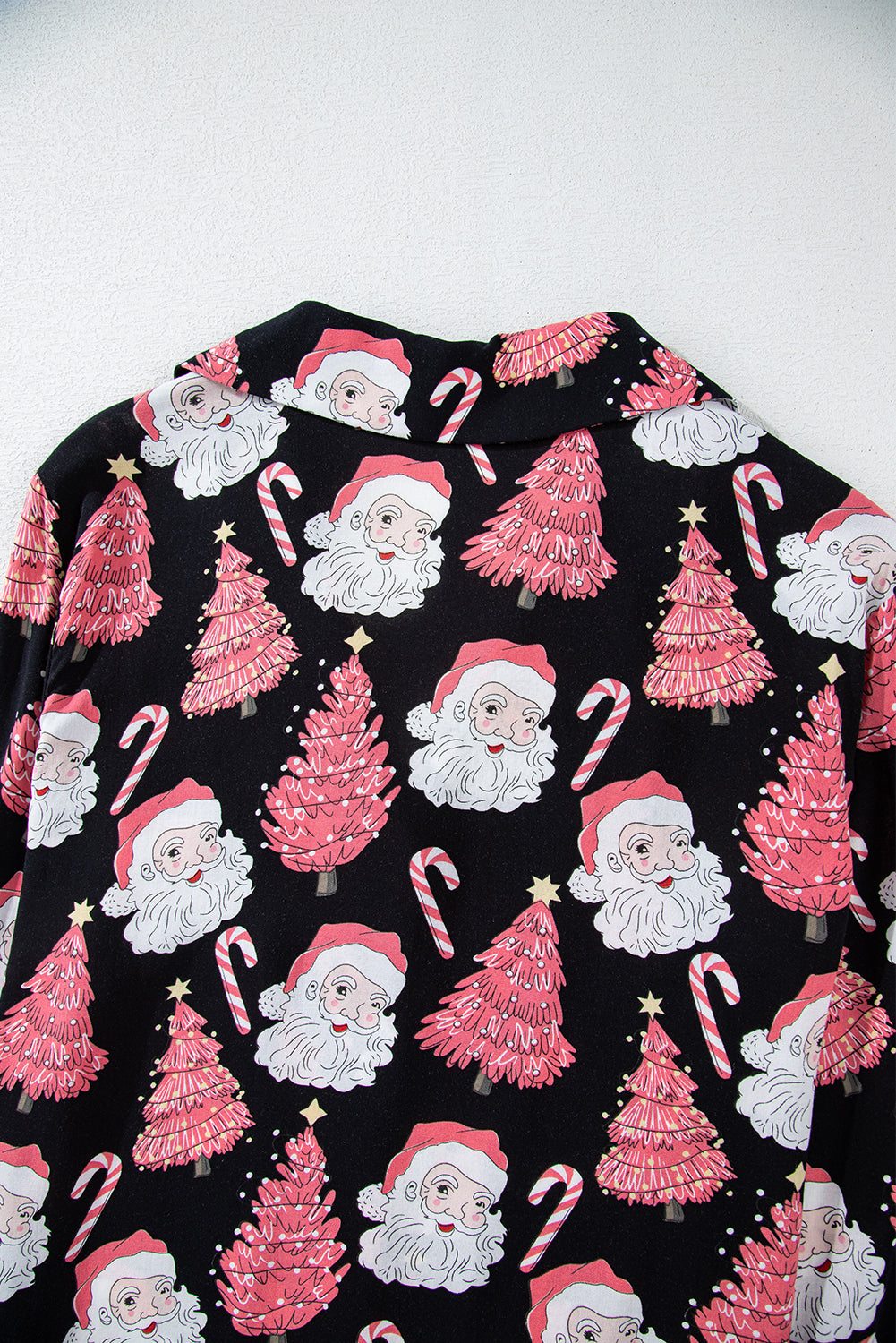 Black Christmas Santa Printed Two Piece Pyjamass Set