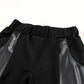 Black Leather Panel Patchwork High Waist Leggings