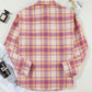 Pink Plaid Print Chest Pocket Long Sleeve Shacket